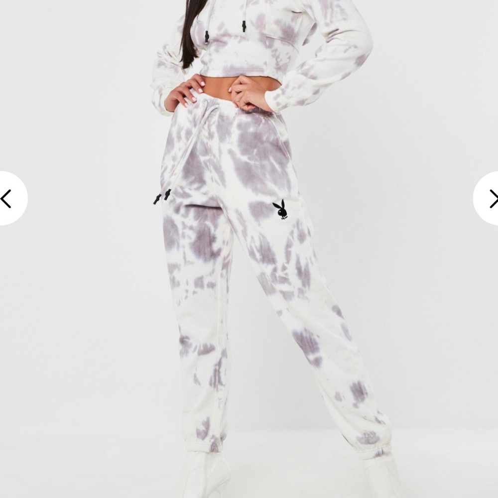 🔄 Playboy Grey Tie Dye Oversized Joggers - Picture 1 of 7